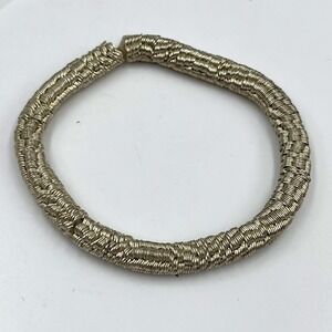 Vintage Silver Tone Coiled Wire Wrap Bracelet Textured Multi Strand Cuff Bangle